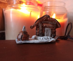 Small Painted Clay Cabin