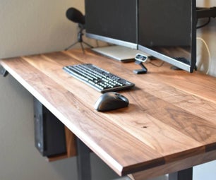 Walnut Standing Desk | Hidden Inductive Charger