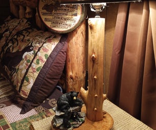 Rustic Log Lamp