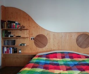Wave-shaped Headboard With Bookcase
