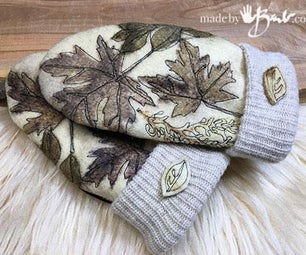 Eco Printed Mittens From Vintage Wool Blankets