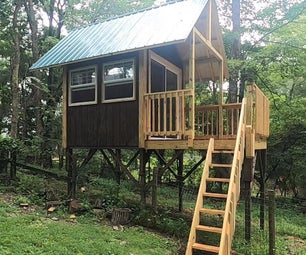 Backyard Treehouse With Zip Line, Trap Door, and Sliding Door