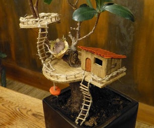Houseplant Treehouse & Tiny Mouse