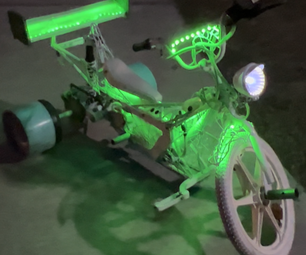 Custom Electric Drift Trike With Metal Spider Webs, Flames and Led Lights