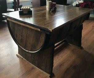 Rustic Wine Barrel Table and Storage
