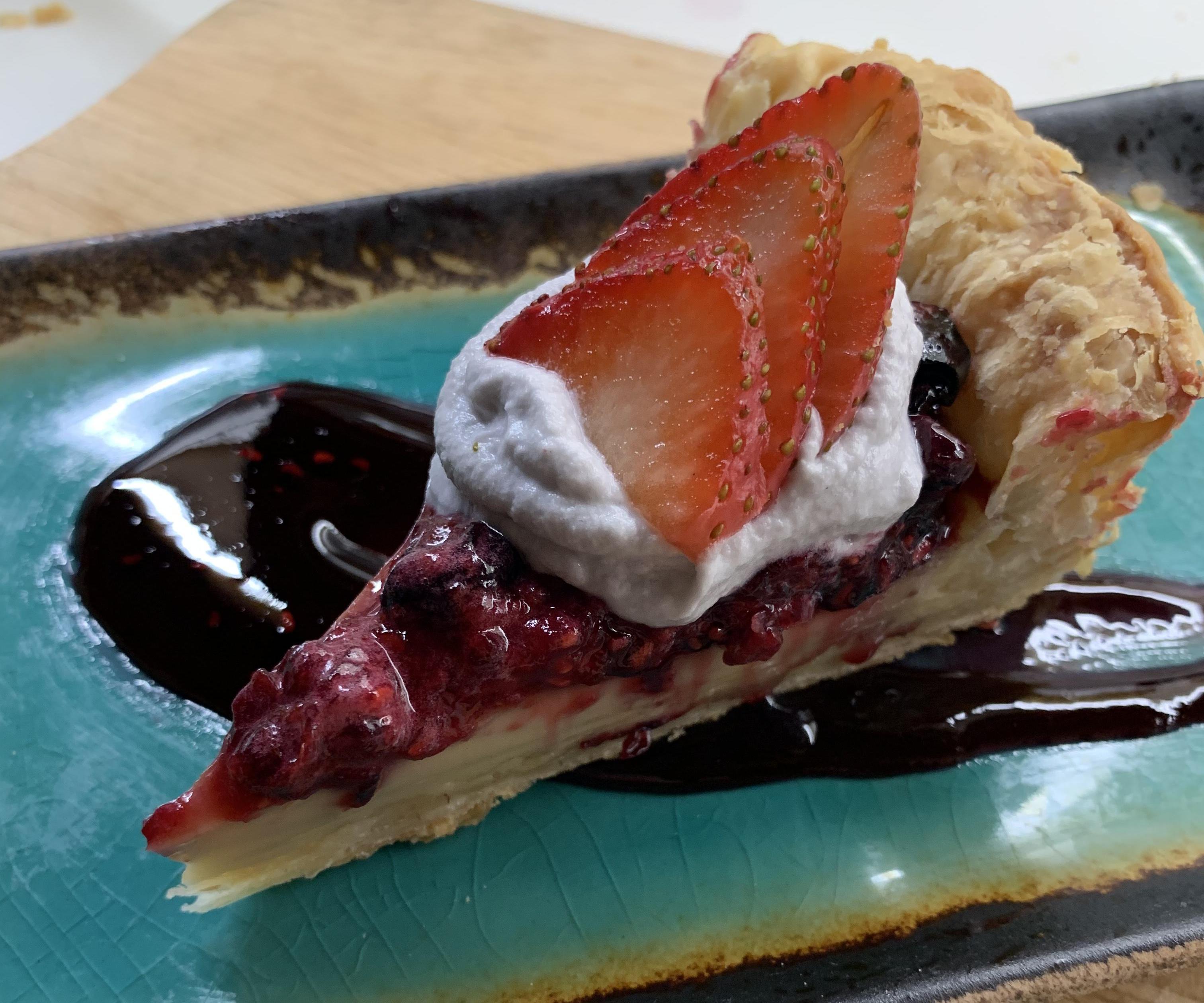 Creamy Custard Pie With a Mixed Berry Compote