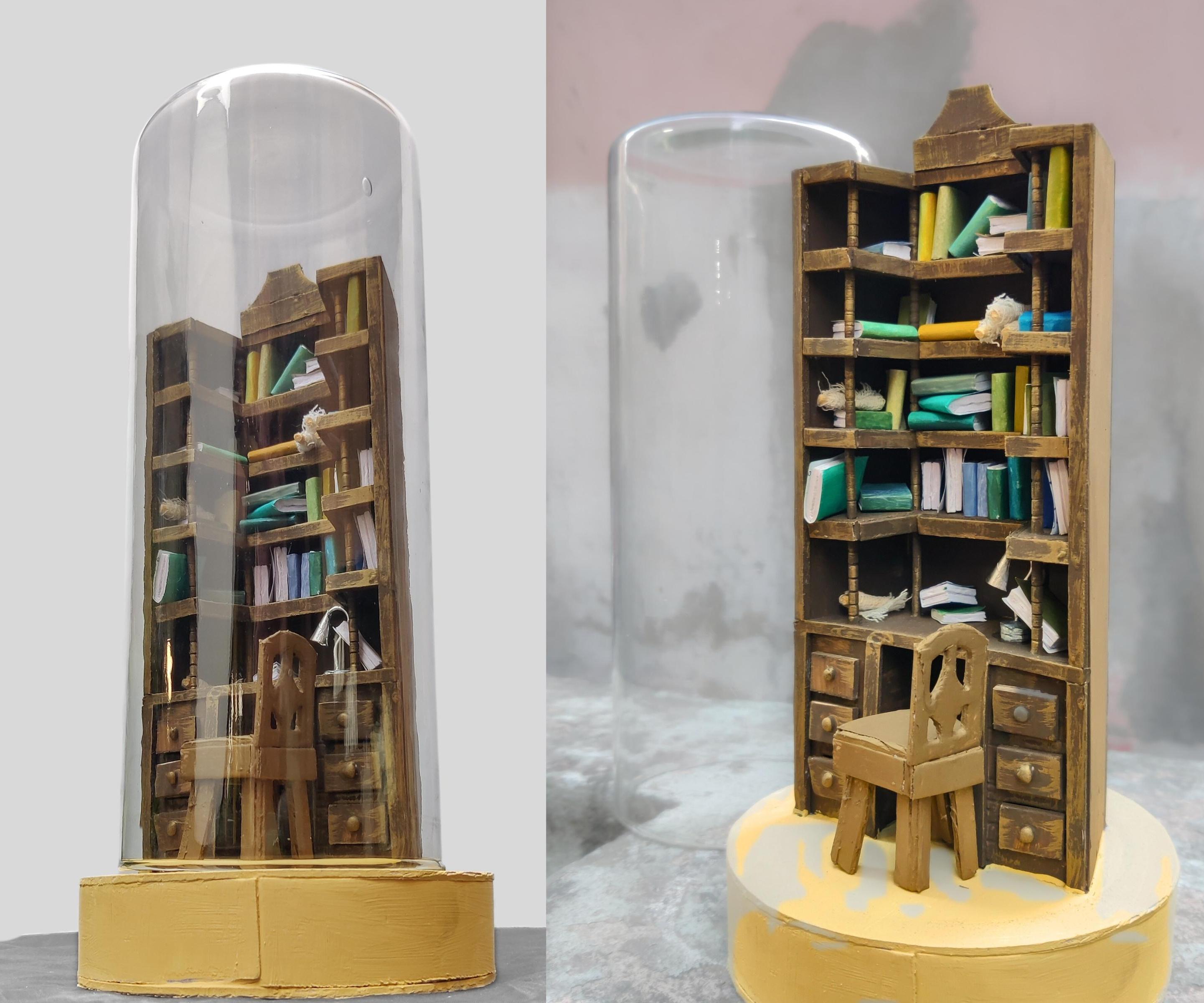 DIY Miniature Bookshelf in a Bell Jar: a Tiny World of Imagination!