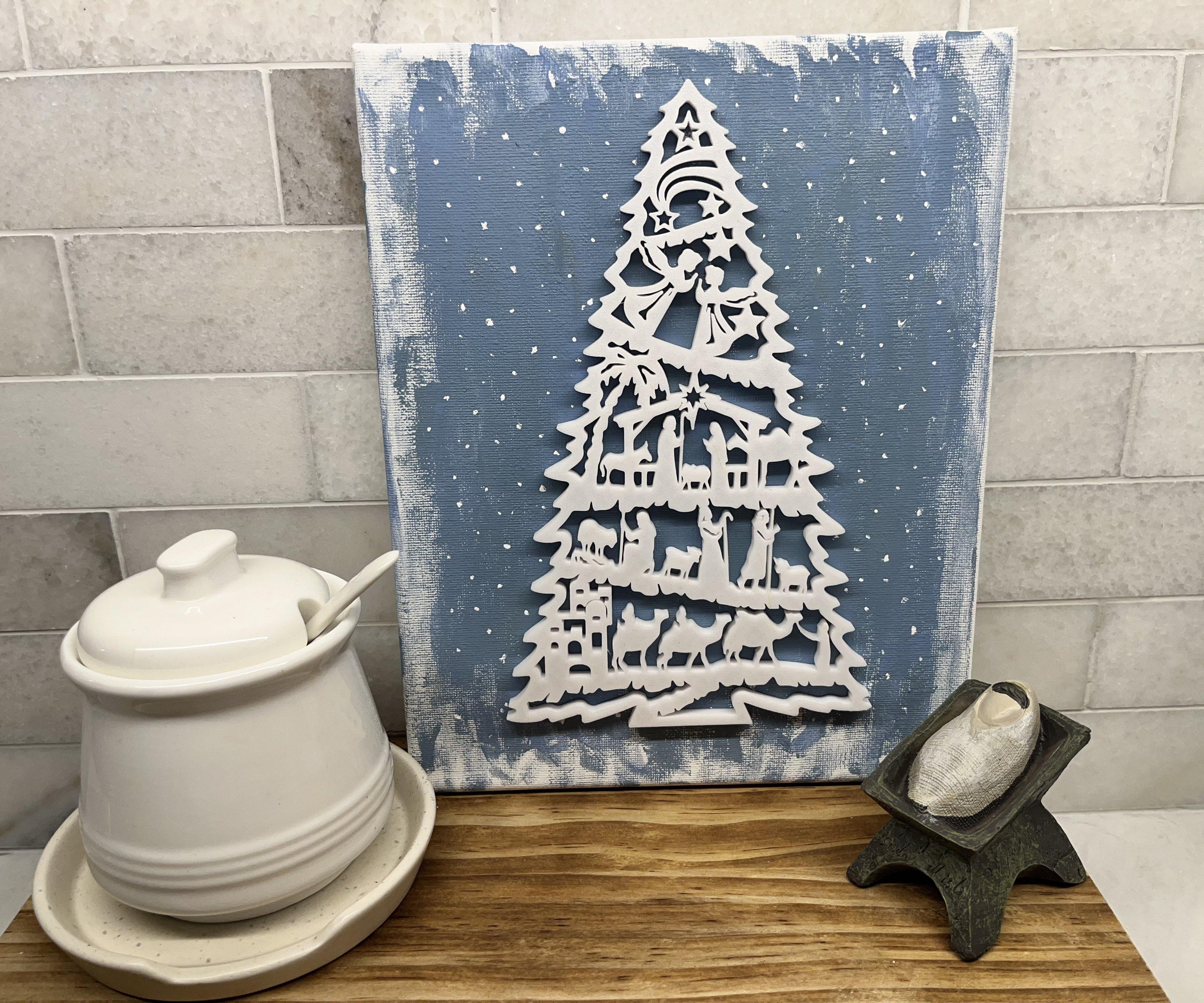 Nativity Scene Tree on Canvas - Attaches With Magnets!