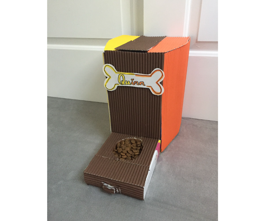 Self-Portioning Dog Feeder Made From Old Boxes