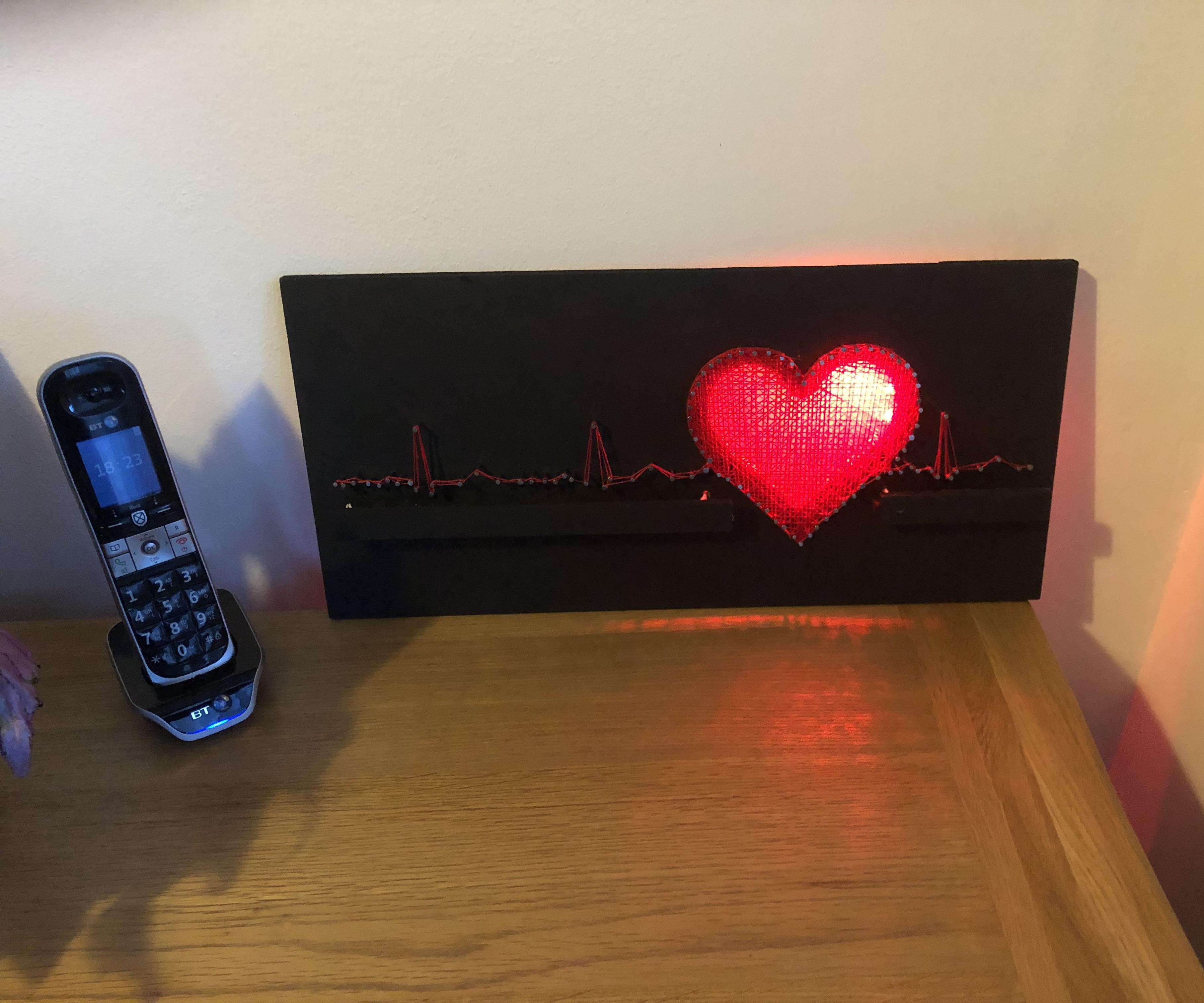String Art Cardiac Line With Heart and LED's