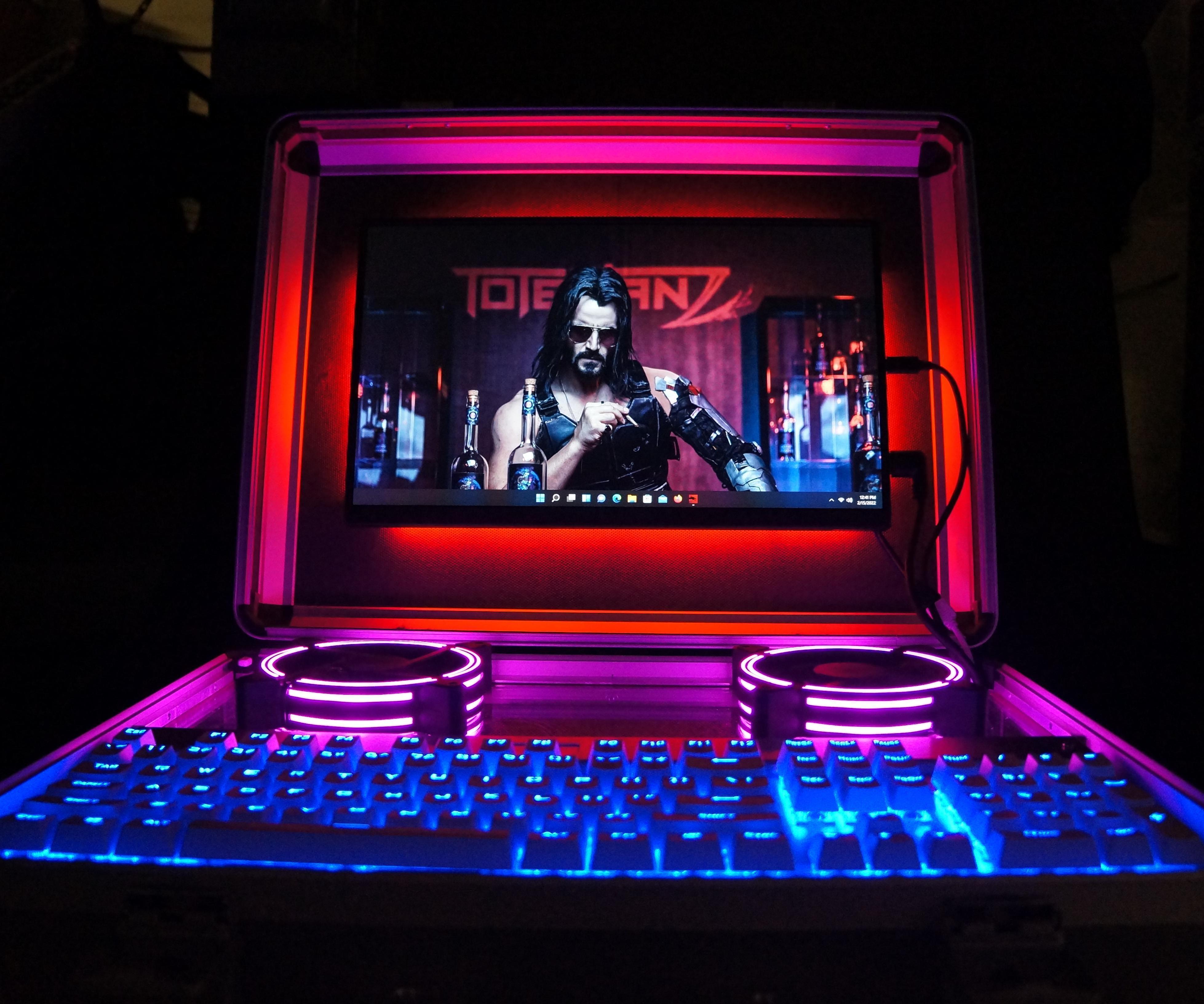 Cyberpunk Themed Briefcase Computer