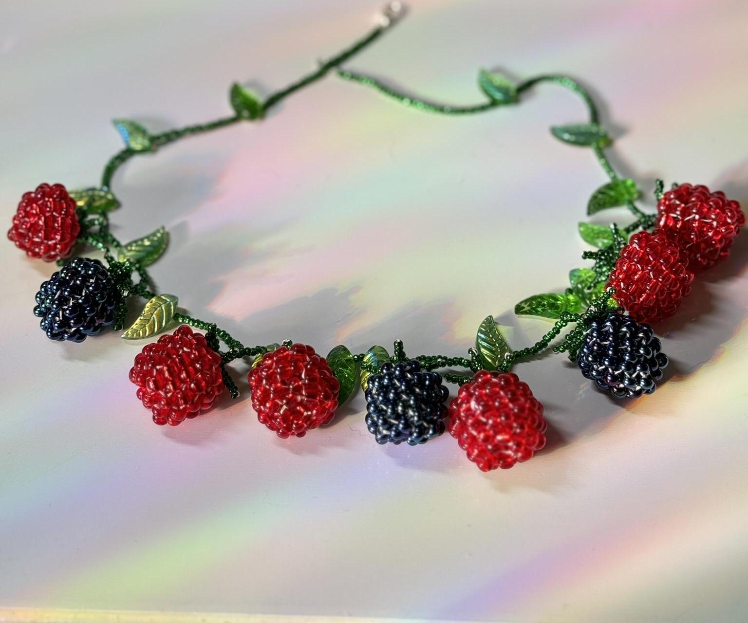 Beaded Raspberry Necklace