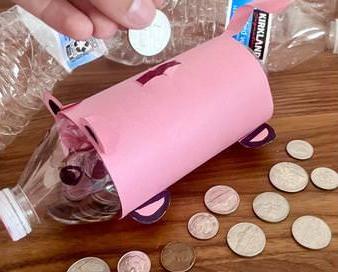 Recycled Bottle Piggy Bank