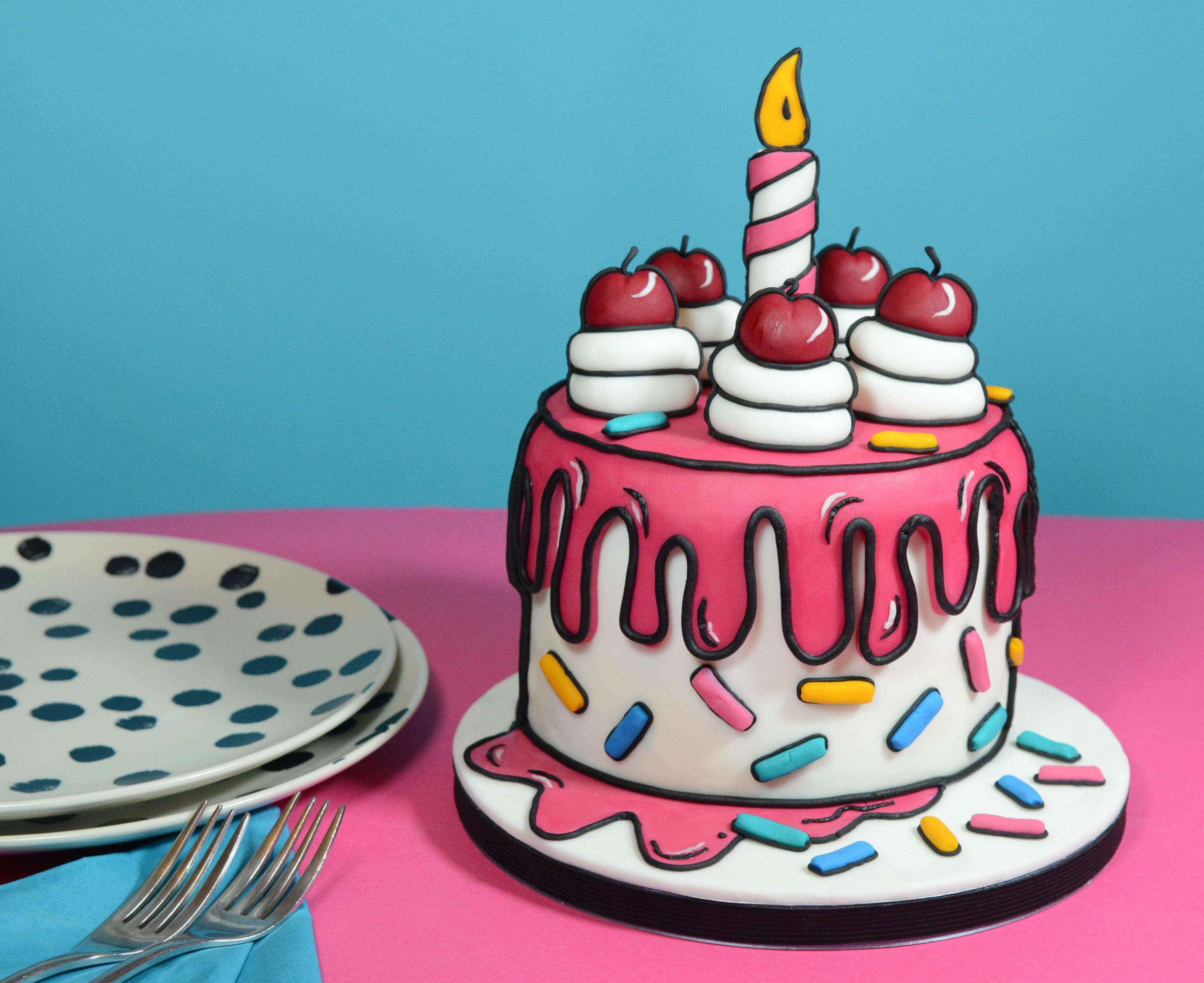 Cartoon-Style Birthday Cake