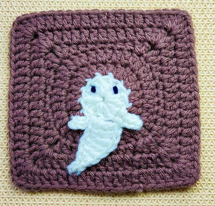 Boo the Crochet Ghost Solid Granny Square