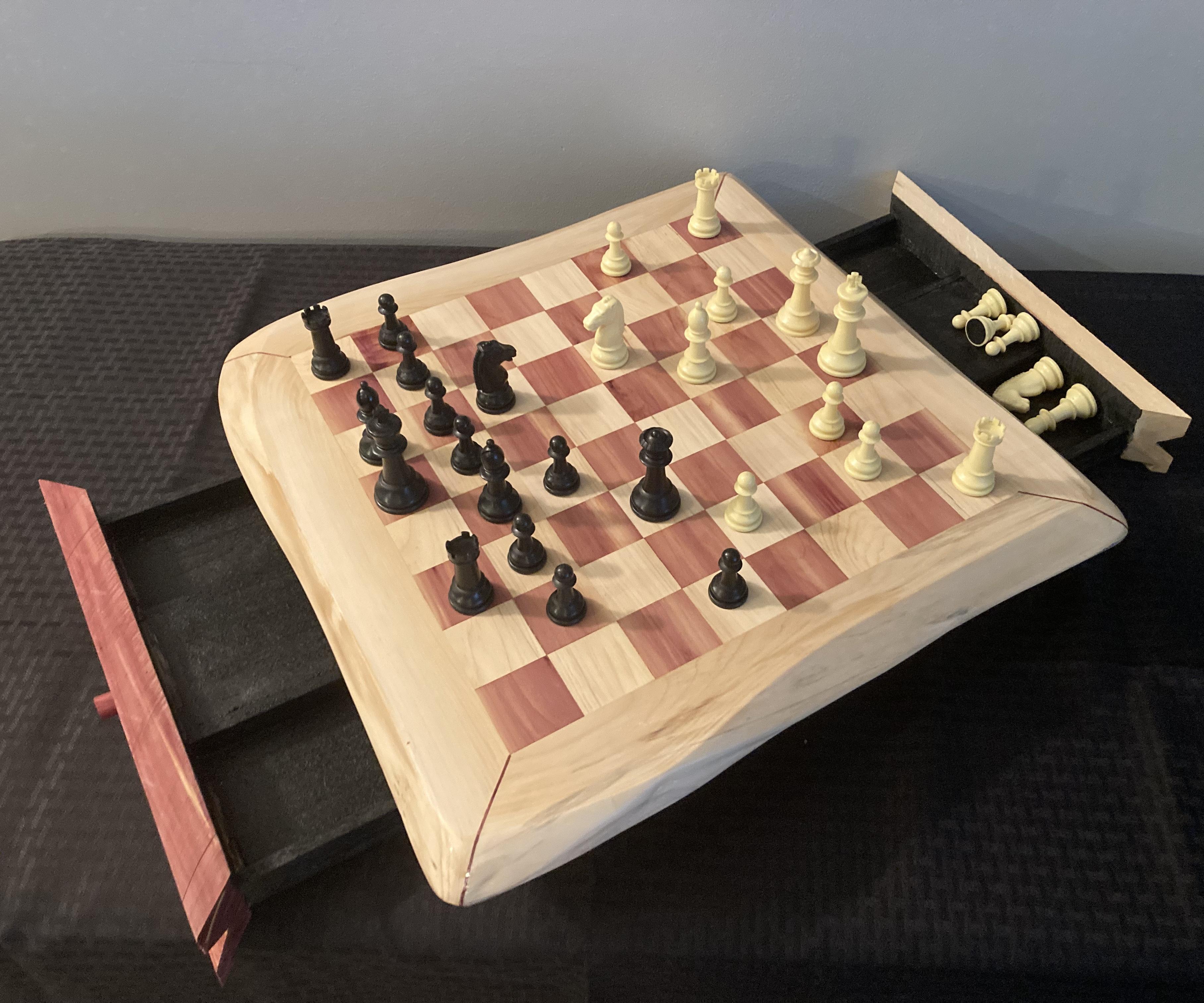 Making a Chessboard With Live Edges and Piece Storage