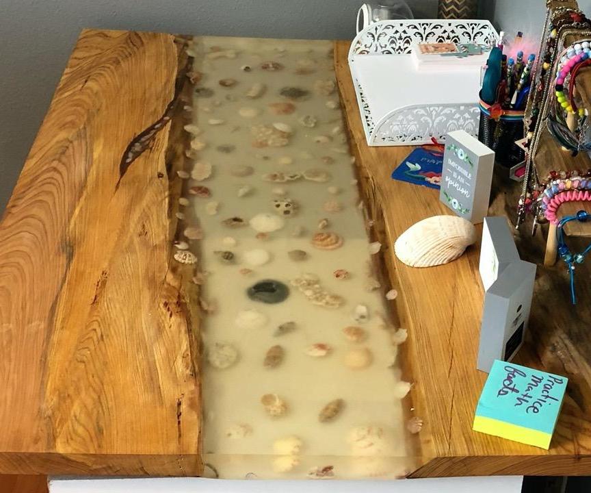 DIY Seashell Resin Desk