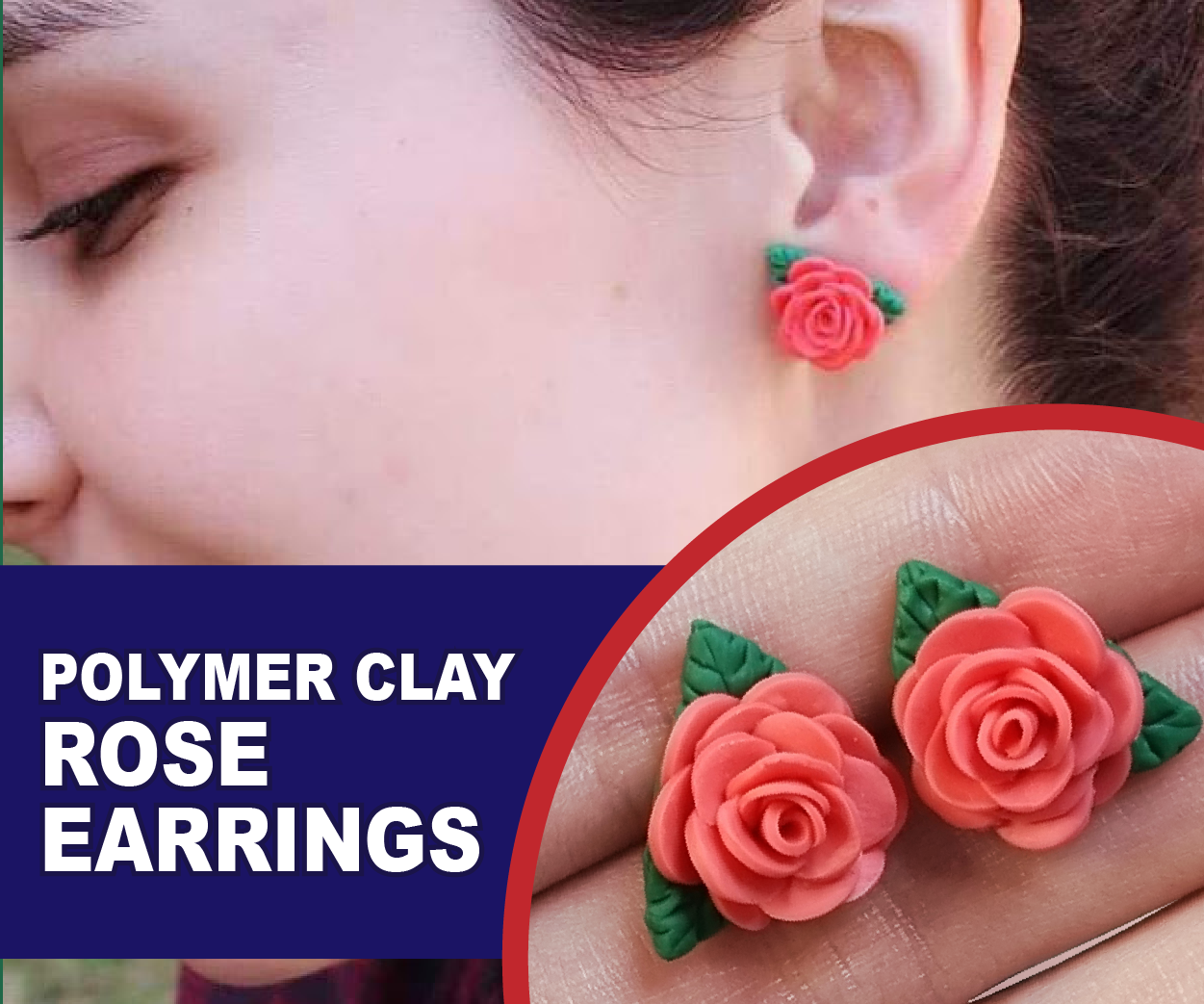 DIY Rose Earrings With Polymer Clay