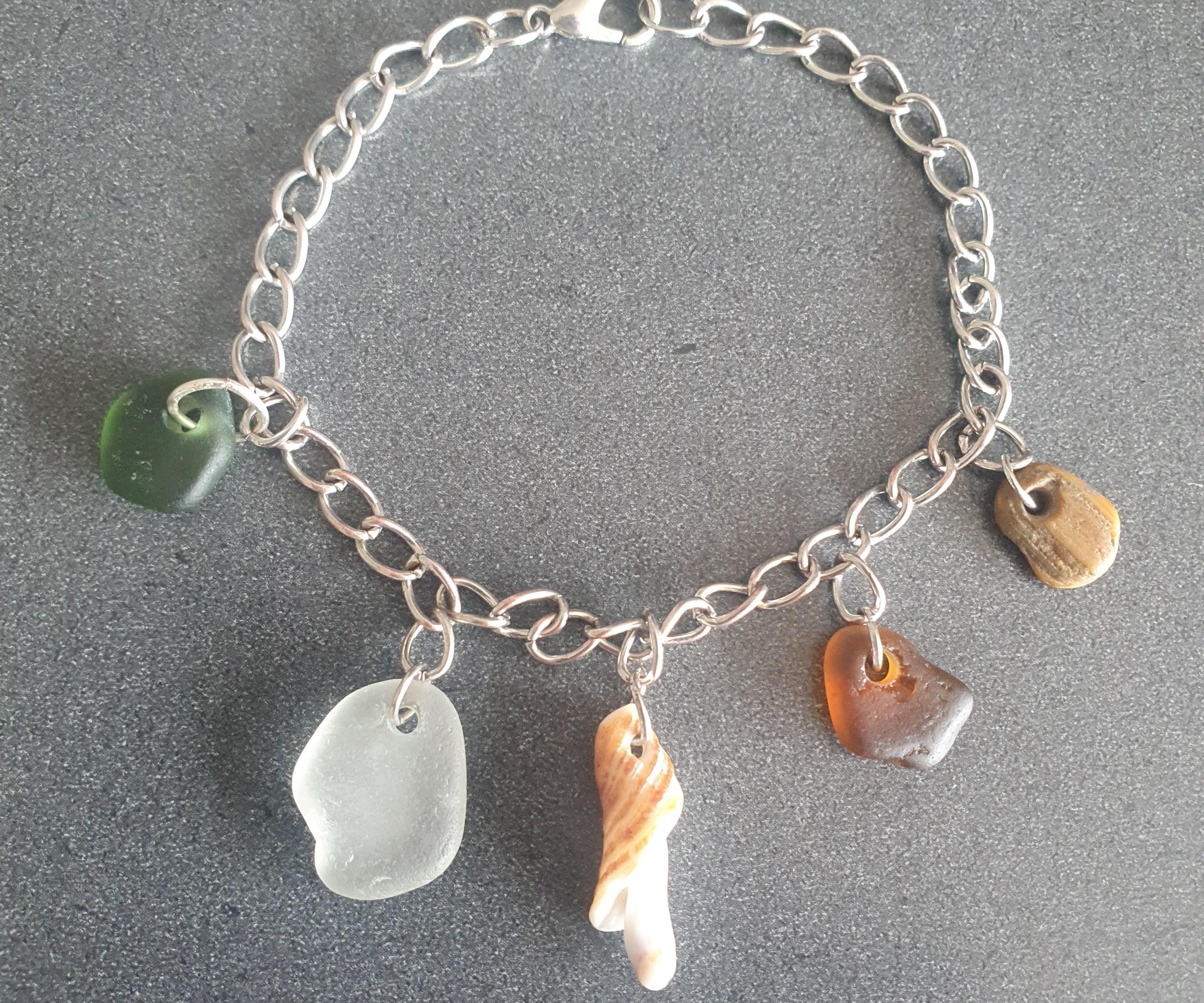 Sea Glass Charm Bracelets & Earings