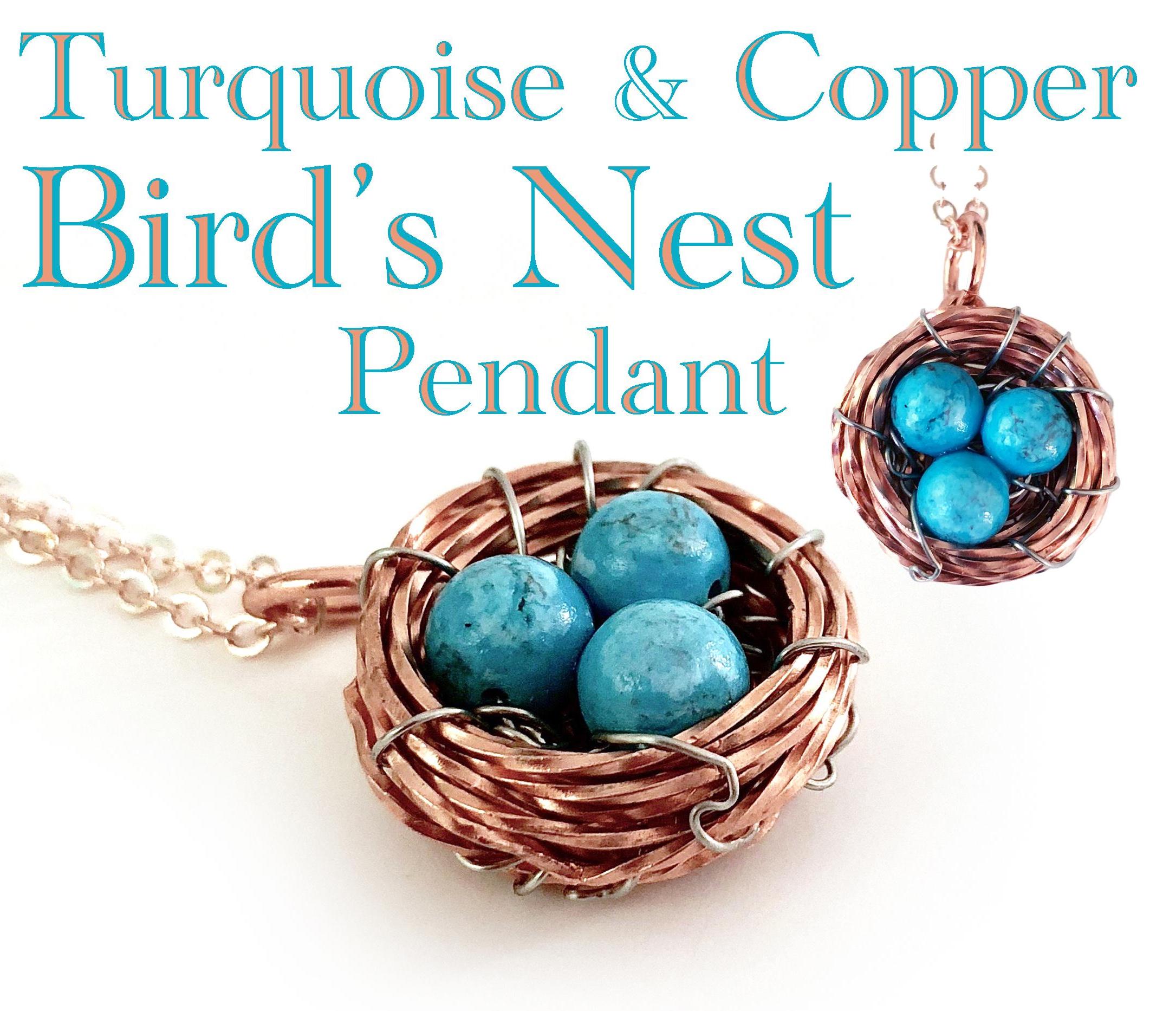 Copper & Turquoise Bird's Nest Pendant
