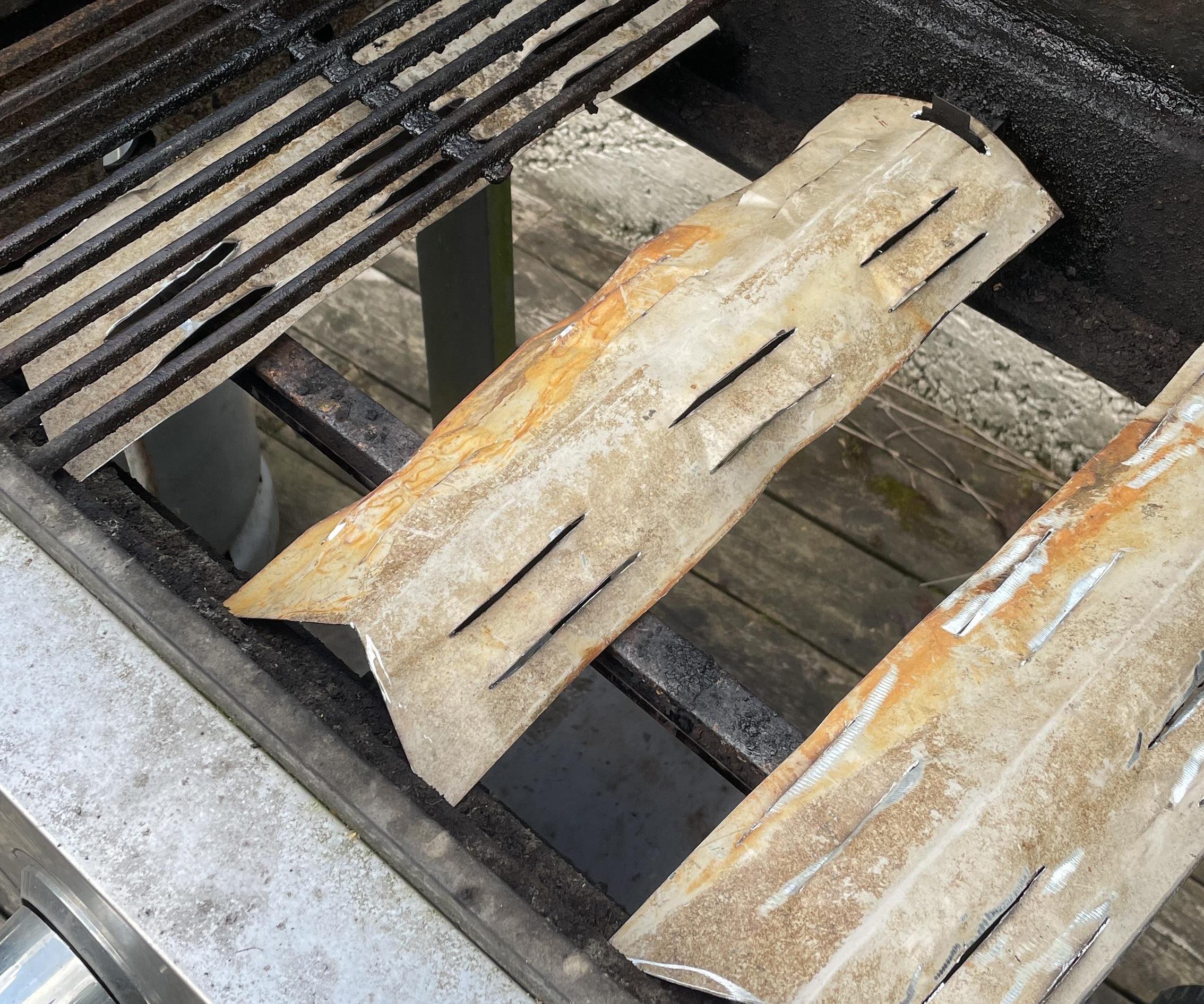 BBQ Grill Heat Shields From Old Roofing Sheet