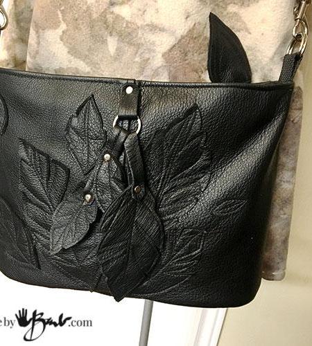 Up-Cycled Leather Leaf Bucket Purse