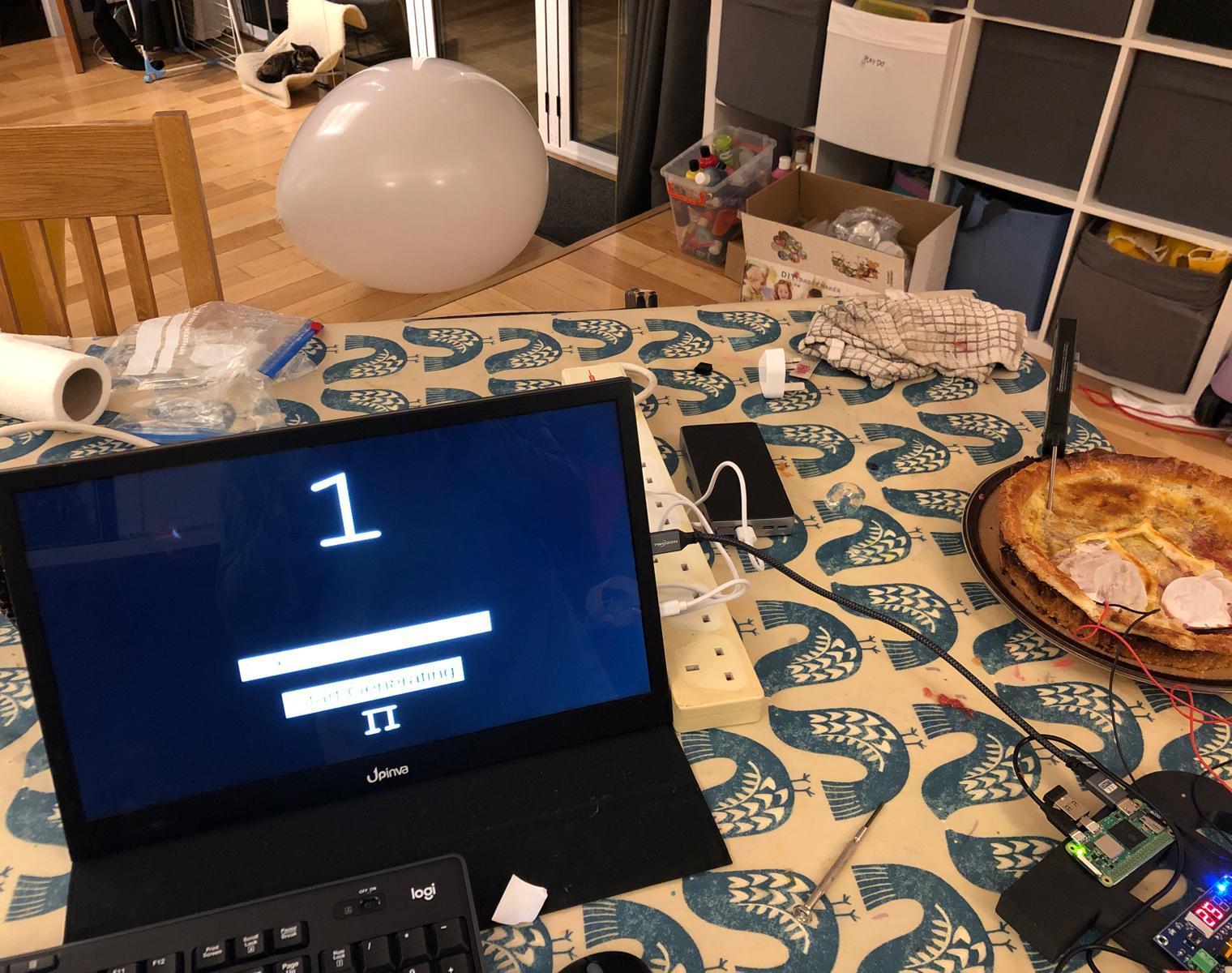 Generating Digits of Pi on a Raspberry Pi, Powered by a Pi Decorated Pie in Pi-thon