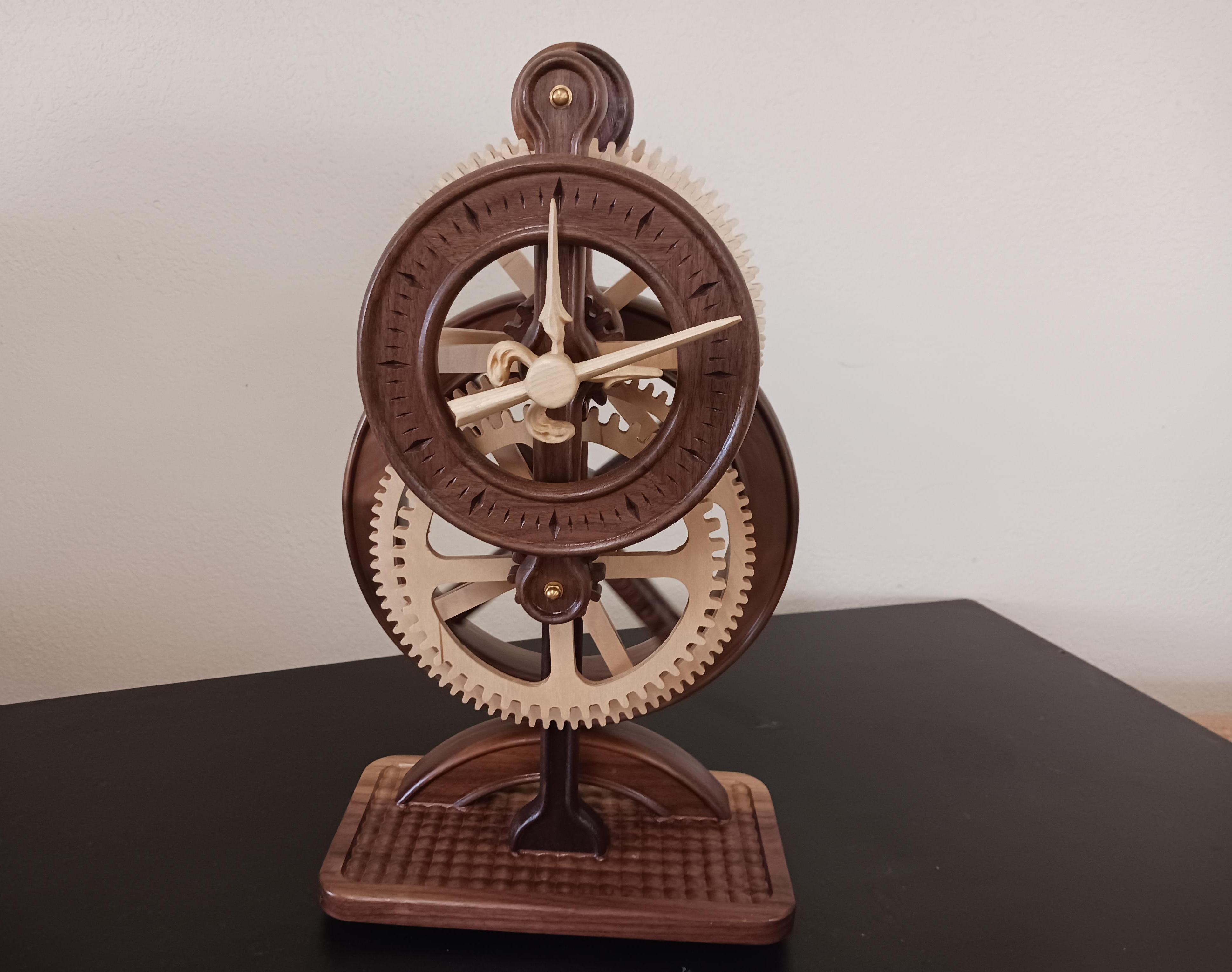 Perpetual Motion Wood Gear Clock