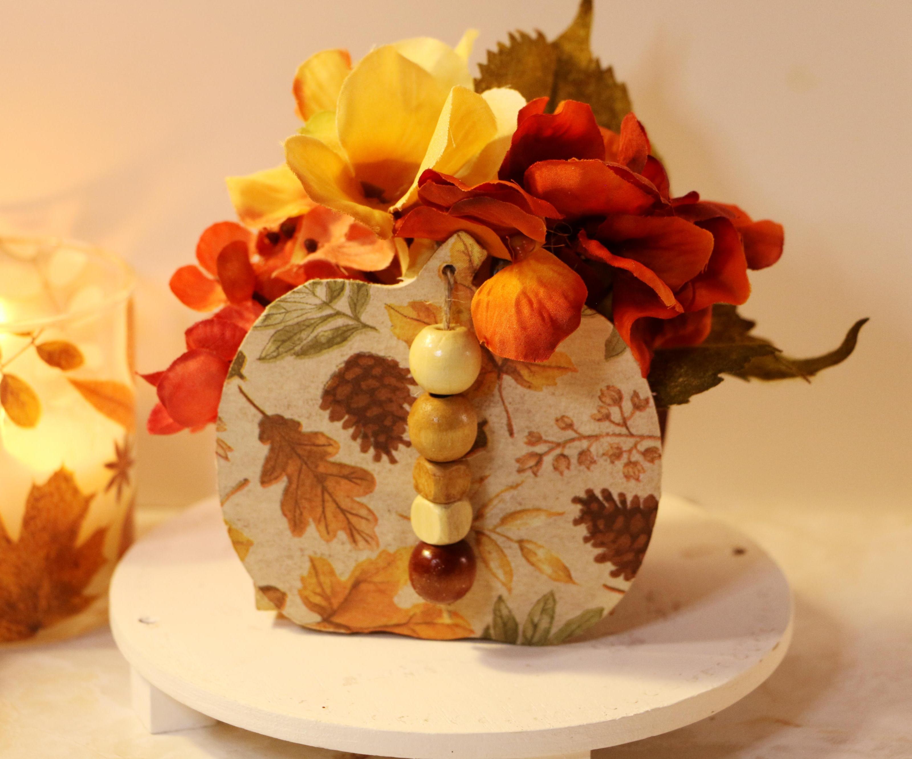 Easy DIY Wood Pumpkin Display: Floral Fall Decor With a Decoupage Twist