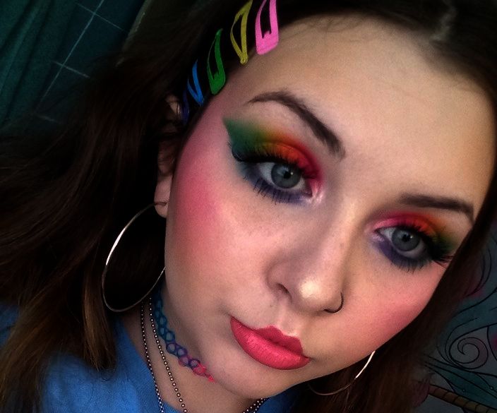 Full Face of Makeup With Rainbow Eyeshadow
