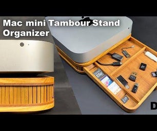 Wooden Mac Mini Tambour Riser Organizer
